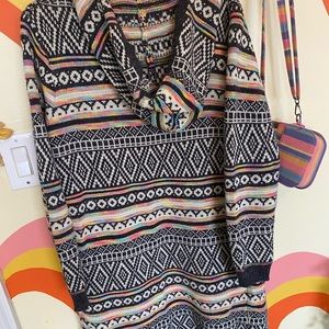 Boho multicolored hooded cardigan